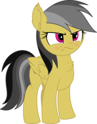 Size: 5072x6514 | Tagged: safe, artist:cyanlightning, daring do, pegasus, pony, g4, .svg available, absurd resolution, angry, chest fluff, cute, daring dorable, female, frown, mare, missing accessory, simple background, solo, transparent background, unamused, vector