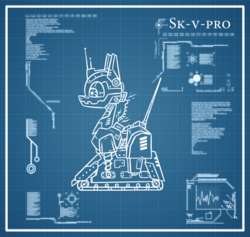 Size: 950x900 | Tagged: safe, artist:change, oc, oc:rubiont beta, pony, robot, robot pony, antenna, blueprint, machine, prototype, technology