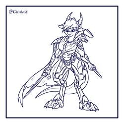 Size: 1000x1000 | Tagged: safe, artist:change, dragon, hybrid, pony, armor, horn, male, simple background, solo, weapon
