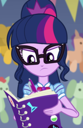 Size: 700x1078 | Tagged: safe, screencap, sci-twi, twilight sparkle, equestria girls, equestria girls series, g4, rollercoaster of friendship, cropped, female, geode of telekinesis, magical geodes, notebook, solo, writing