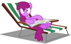 Size: 9000x5600 | Tagged: safe, artist:mundschenk85, berry punch, berryshine, earth pony, pony, comic:all in good fun, g4, absurd resolution, beach chair, chair, female, looking at you, newspaper, show accurate, simple background, solo, transparent background, vector