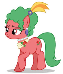 Size: 4844x5671 | Tagged: safe, artist:dragonchaser123, oc, oc only, oc:lillian, earth pony, pony, absurd resolution, ear piercing, earring, female, flower, flower in hair, jewelry, mare, necklace, piercing, raised hoof, simple background, transparent background, vector