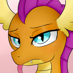 Size: 1000x1000 | Tagged: safe, artist:dashy21, smolder, dragon, g4, dragoness, fangs, female, icon, solo, tongue out