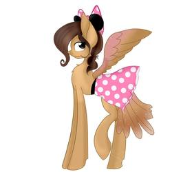 Size: 960x960 | Tagged: safe, oc, oc only, oc:crumble, pegasus, pony, clothes, hazel mane, hazel tail, hazel wings, peach coat, skirt, solo, spread wings, text