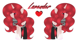 Size: 1024x527 | Tagged: safe, artist:lavendersweet121, oc, oc only, oc:lavender sweet, pony, unicorn, clothes, female, heart, mare, reference sheet, simple background, socks, solo, transparent background