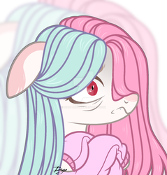 Size: 1280x1338 | Tagged: safe, artist:dianamur, oc, oc only, pony, bust, clothes, deviantart watermark, female, mare, obtrusive watermark, portrait, solo, sweater, watermark, zoom layer