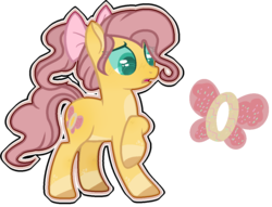 Size: 1184x906 | Tagged: safe, artist:jxst-alexa, oc, oc only, earth pony, pony, bow, female, hair bow, mare, offspring, parent:cheese sandwich, parent:fluttershy, parents:fluttersandwich, solo