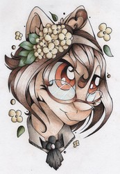 Size: 2166x3123 | Tagged: safe, artist:mychelle, oc, oc only, oc:gercia, pony, bust, female, glasses, high res, mare, portrait, solo, traditional art