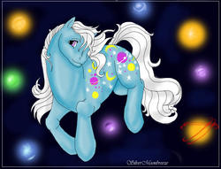 Size: 852x652 | Tagged: safe, artist:silvermoonbreeze, night glider (g1), pony, g1, female, solo, space, space pony, twice as fancy ponies