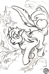 Size: 849x1280 | Tagged: safe, artist:astanael, pony, legends of equestria, black and white, grayscale, monochrome, traditional art