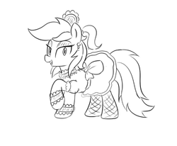 Size: 551x454 | Tagged: safe, artist:lance, roseluck, earth pony, pony, g4, clothes, maid, monochrome, solo