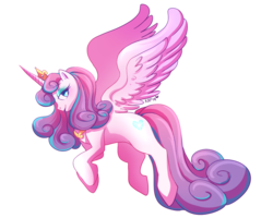 Size: 1280x1024 | Tagged: safe, artist:kitzophrenic, princess flurry heart, alicorn, pony, g4, female, lidded eyes, older, older flurry heart, signature, solo, spread wings, wings