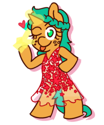 Size: 750x900 | Tagged: safe, artist:threetwotwo32232, snails, pony, g4, clothes, dress, glitter shell, heart, male, see-through, see-through dress, simple background, solo, tongue out, white background