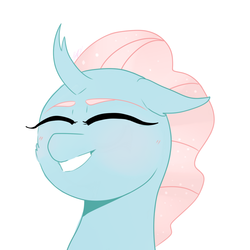 Size: 1000x1000 | Tagged: safe, artist:puppies4lana, ocellus, changedling, changeling, g4, blushing, bust, cheek fluff, cute, diaocelles, eyes closed, female, floppy ears, portrait, simple background, solo, white background