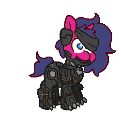 Size: 555x555 | Tagged: safe, artist:threetwotwo32232, oc, oc only, oc:fizzy pop, animated, clothes, cosplay, costume, female, gif, mare, metal gear, metal gear rising, ponka poe, raiden
