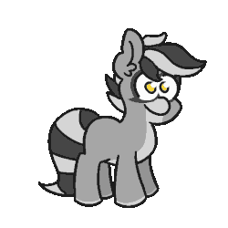 Size: 555x555 | Tagged: safe, artist:threetwotwo32232, oc, oc only, oc:bandy cyoot, raccoon pony, animated, female, gif, mare, ponka poe