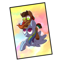 Size: 1500x1500 | Tagged: safe, artist:friendlyraccoon, rainbow dash, oc, oc:quetzal, pony, g4, adopted offspring, female, filly