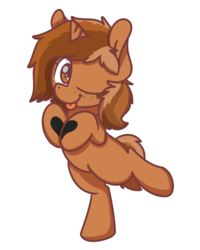Size: 2048x2560 | Tagged: safe, artist:sugar morning, oc, oc only, oc:sign, pony, unicorn, :p, bipedal, blank flank, body writing, chibi, cute, female, freckles, heart, high res, hooves to the chest, looking at you, ocbetes, one eye closed, silly, simple background, solo, standing, standing on one leg, standing up, tongue out, transparent background, weapons-grade cute, white outline, wink