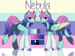 Size: 4000x3000 | Tagged: safe, artist:kxttponies, oc, oc only, oc:nebula, alicorn, pony, colored wings, colored wingtips, female, mare, reference sheet, solo