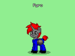 Size: 1024x768 | Tagged: safe, oc, oc only, oc:pyro, pony, pony town, reference sheet, rubber suit, team fortress 2