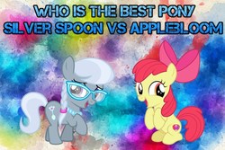 Size: 800x533 | Tagged: safe, apple bloom, silver spoon, earth pony, pony, g4, female, filly, text