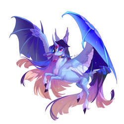 Size: 1024x1024 | Tagged: safe, artist:rocy canvas, oc, oc only, alicorn, bat pony, bat pony alicorn, pony, bat pony oc, bat wings, curved horn, ear fluff, ethereal mane, female, flying, horn, horn jewelry, hybrid wings, jewelry, large wings, looking at you, mare, obtrusive watermark, pendant, realistic horse legs, red eyes, signature, simple background, slit pupils, solo, spread wings, starry mane, starry wings, unshorn fetlocks, watermark, white background, wing claws, wings