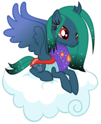 Size: 698x860 | Tagged: safe, artist:razorbladetheunicron, oc, oc only, oc:princess zenith, alicorn, changepony, hybrid, pony, lateverse, alternate universe, cloud, colored wings, gradient mane, gradient wings, lying on a cloud, next generation, offspring, parent:pharynx, parent:princess luna, parents:lunarynx, simple background, solo, sparkly mane, transparent background
