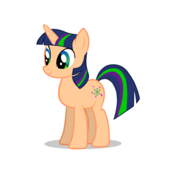 Size: 8000x8000 | Tagged: safe, artist:ruslan nasretdinov, oc, oc only, oc:heckfy improver, pony, unicorn, absurd resolution, full body, horn, male, multicolored mane, multicolored tail, shadow, show accurate, simple background, smiling, solo, standing, tail, transparent background, unicorn oc
