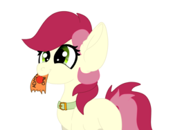 Size: 1600x1200 | Tagged: safe, artist:brainiac, derpibooru exclusive, roseluck, pony, g4, collar, cute, digital art, female, golden ticket, pet play, pony pet, rosabetes, rosepet, simple background, solo, transparent background