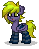 Size: 136x172 | Tagged: safe, oc, oc only, oc:shiny moonie, bat pony, pony, pony town, clothes, fangs, female, simple background, socks, solo, striped socks, white background