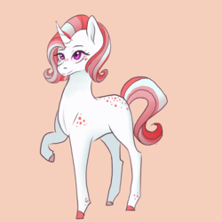 Size: 3000x3000 | Tagged: safe, artist:kittii-kat, oc, oc only, oc:strawberry shortcake, pony, unicorn, female, high res, mare, orange background, simple background, solo