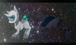 Size: 2707x1615 | Tagged: safe, artist:holomouse, oc, oc only, pony, astronaut, jetpack, solo, space, spacesuit