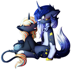 Size: 3019x2915 | Tagged: safe, artist:oddends, oc, oc only, oc:starstruck, oc:taru, pony, couple, female, high res, lesbian, mare, oc x oc, shipping, simple background, white background