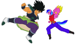 Size: 2800x1700 | Tagged: safe, artist:linedraweer, edit, oc, oc:love bug, anthro, angry, anthro oc, breasts, broly, commission, dragon ball, dragon ball super, dragon ball xenoverse, female, fight, hoof feet, vector, wings