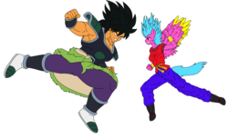 Size: 2800x1700 | Tagged: safe, artist:linedraweer, edit, oc, oc:love bug, anthro, angry, anthro oc, breasts, broly, commission, dragon ball, dragon ball super, dragon ball xenoverse, female, fight, hoof feet, vector, wings