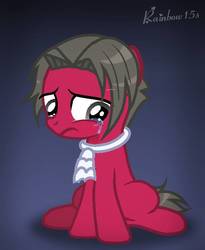 Size: 670x816 | Tagged: safe, artist:rainbow15s, pony, ace attorney, colt, crossover, male, miles edgeworth, ponified, sad, solo