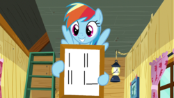 Size: 1280x720 | Tagged: safe, edit, edited screencap, editor:nightshadowmlp, screencap, rainbow dash, pegasus, pony, g4, the washouts (episode), clubhouse, crusaders clubhouse, curtains, female, flying, ladder, lantern, loss (meme), loss edit, mare, picture, rainbow dash's poster, window