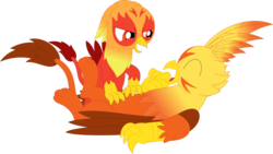 Size: 3577x2017 | Tagged: safe, artist:porygon2z, oc, oc:blaze, oc:heatwave, griffon, high res