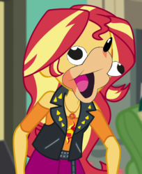 Size: 828x1014 | Tagged: artist needed, source needed, safe, edit, edited screencap, screencap, sunset shimmer, equestria girls, equestria girls specials, g4, my little pony equestria girls: better together, my little pony equestria girls: forgotten friendship, abomination, crossover, cursed image, do you know da wae?, meme, sonic the hedgehog, sonic the hedgehog (series), ugandan knuckles