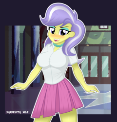 Size: 2103x2193 | Tagged: dead source, safe, artist:danielitamlp, upper crust, equestria girls, g4, my little pony equestria girls: friendship games, blushing, clothes, crystal prep academy, female, high res, open mouth, pleated skirt, skirt, solo