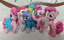 Size: 4316x2756 | Tagged: safe, maud pie, pinkie pie, earth pony, pony, g4, clothes, cupcake, dress, facial hair, irl, merchandise, multeity, photo, skirt, too much pink energy is dangerous