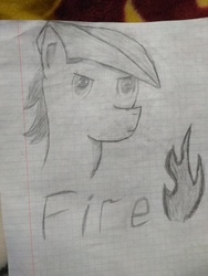 Size: 3000x4000 | Tagged: safe, artist:vankat, oc, oc only, oc:firebrave trustful, pony, graph paper, solo, traditional art