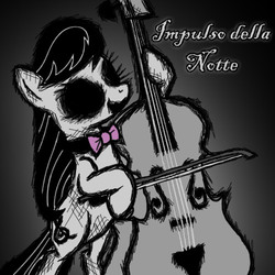 Size: 500x500 | Tagged: safe, octavia melody, earth pony, pony, pinkamena party, g4, album, black sclera, bow (instrument), bowtie, cello, cover art, creepy, creepypasta, female, mare, music, musical instrument, nightmare fuel, scary face, smiling, solo, song cover, speedcore, zalgo