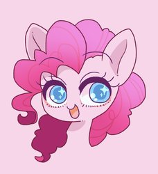 Size: 761x835 | Tagged: safe, artist:bbtasu, pinkie pie, earth pony, pony, g4, bust, colored pupils, cute, diapinkes, female, mare, open mouth, pink background, portrait, simple background, solo, starry eyes, wingding eyes