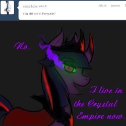 Size: 250x250 | Tagged: safe, artist:sinsays, part of a set, twilight sparkle, pony, unicorn, ask corrupted twilight sparkle, tumblr:ask corrupted twilight sparkle, g4, ask, cape, clothes, color change, corrupted, corrupted element of harmony, corrupted element of magic, corrupted twilight sparkle, crown, curved horn, dark, dark equestria, dark magic, dark queen, dark world, darkened coat, darkened hair, female, horn, jewelry, magic, necklace, part of a series, picture for breezies, possessed, queen twilight, regalia, solo, sombra empire, sombra eyes, sombra horn, tiara, tumblr, tyrant sparkle, unicorn twilight