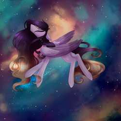 Size: 3000x3000 | Tagged: safe, artist:harmonyskish, oc, oc only, pegasus, pony, female, high res, mare, night, solo, space