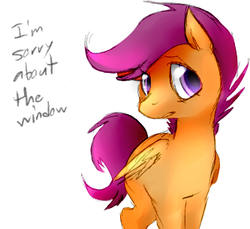 Size: 333x305 | Tagged: dead source, safe, artist:dotkwa, scootaloo, pegasus, pony, g4, dialogue, female, solo