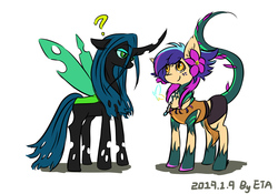 Size: 3543x2480 | Tagged: safe, queen chrysalis, pony, g4, crossover, high res, league of legends, neeko, ponified, question mark
