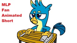 Size: 800x450 | Tagged: safe, artist:blackrhinoranger, gallus, griffon, g4, avast ye eds, ed edd n eddy, frown, gallus is not amused, glare, lidded eyes, male, musical instrument, simple background, steel guitar, text, unamused, white background