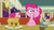 Size: 1280x720 | Tagged: safe, screencap, lucky breaks, pinkie pie, earth pony, pony, g4, the saddle row review, clone, food, hat, lantern, male, pancakes, pinkie clone, plate, stallion, syrup, table